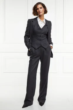 High Waisted Straight Trouser (Charcoal Pinstripe)