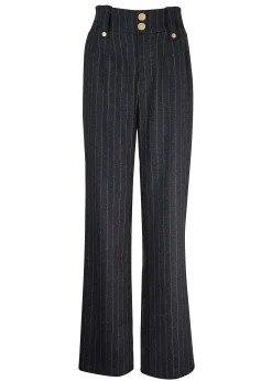 High Waisted Straight Trouser (Charcoal Pinstripe)