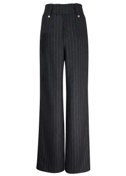 High Waisted Straight Trouser (Charcoal Pinstripe)