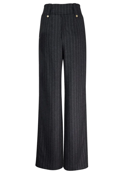 High Waisted Straight Trouser (Charcoal Pinstripe)