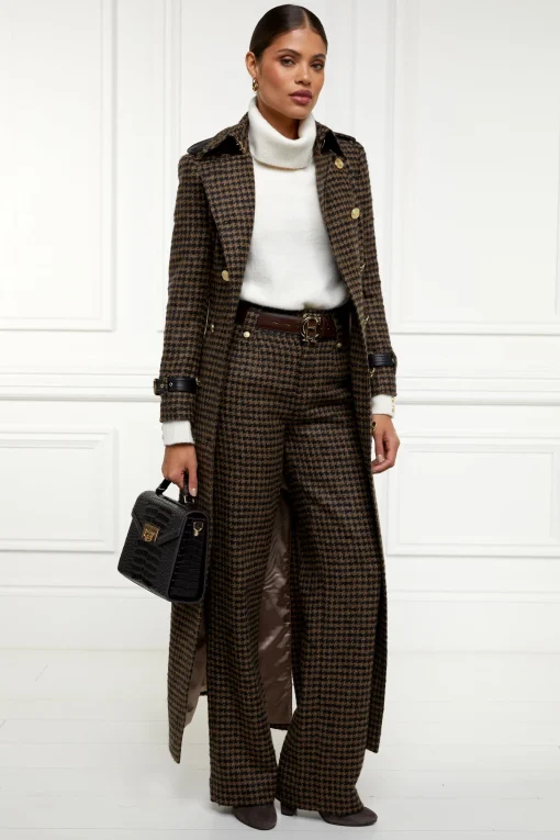 High Waisted Straight Trouser (Chocolate Houndstooth)