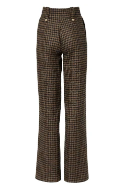 High Waisted Straight Trouser (Chocolate Houndstooth)