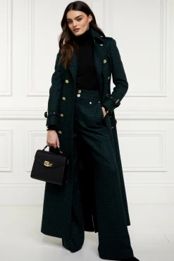 High Waisted Straight Trouser (Emerald Houndstooth)