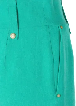 High Waisted Straight Trouser (Jade Linen)