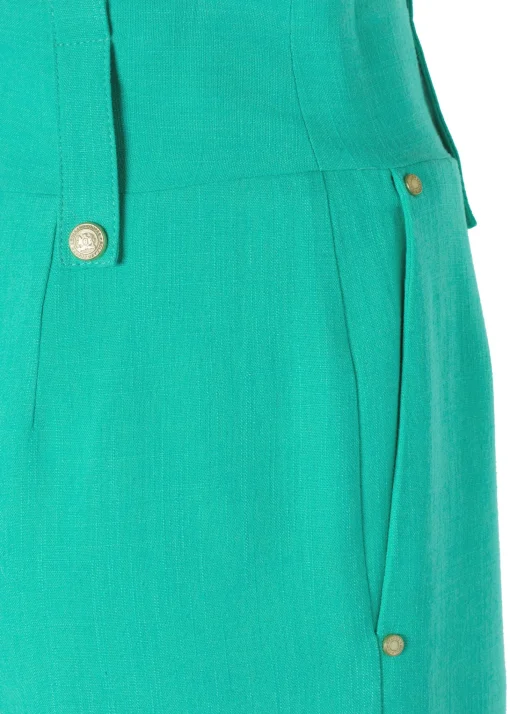 High Waisted Straight Trouser (Jade Linen)