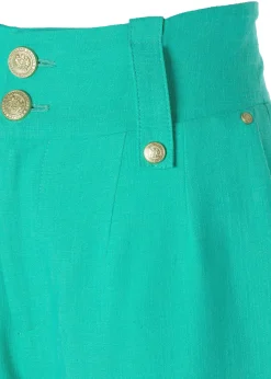 High Waisted Straight Trouser (Jade Linen)