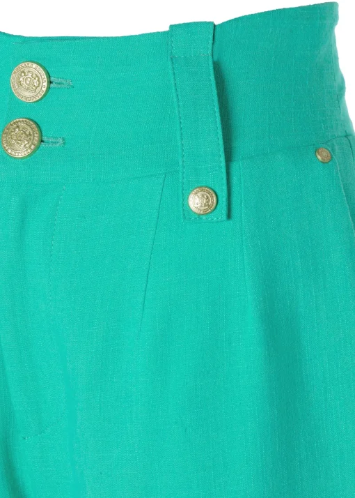 High Waisted Straight Trouser (Jade Linen)