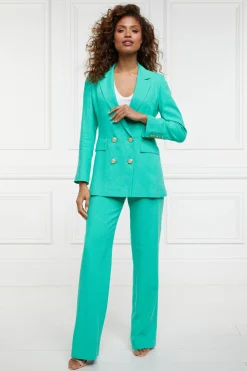 High Waisted Straight Trouser (Jade Linen)