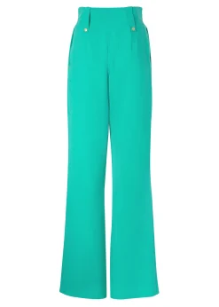High Waisted Straight Trouser (Jade Linen)