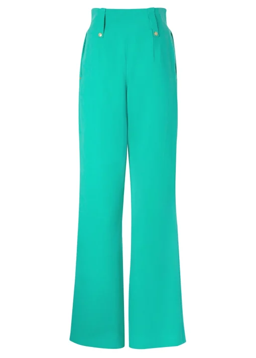 High Waisted Straight Trouser (Jade Linen)