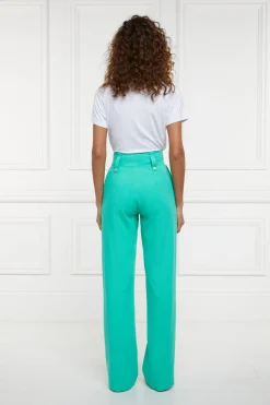 High Waisted Straight Trouser (Jade Linen)