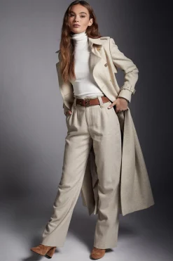 High Waisted Straight Trouser (Oatmeal)