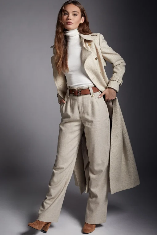 High Waisted Straight Trouser (Oatmeal)