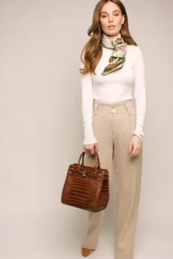 High Waisted Straight Trouser (Oatmeal)