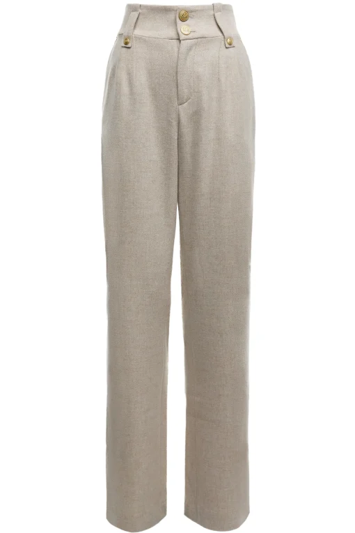 High Waisted Straight Trouser (Oatmeal)