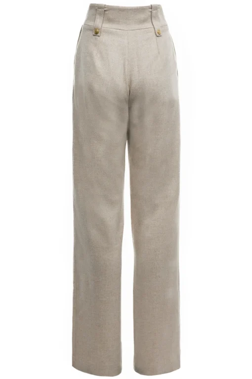 High Waisted Straight Trouser (Oatmeal)