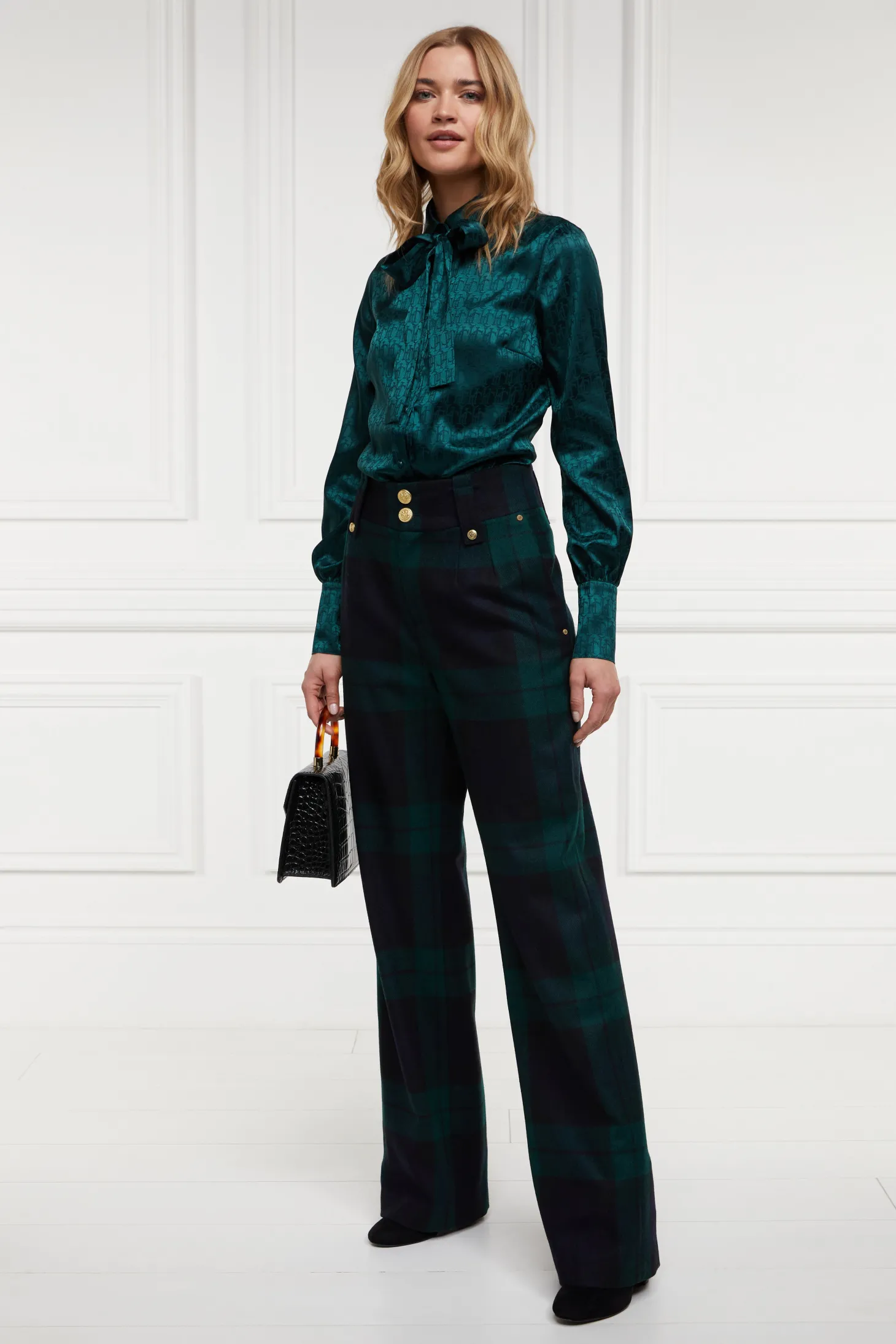 High Waisted Straight Trouser (Blackwatch)