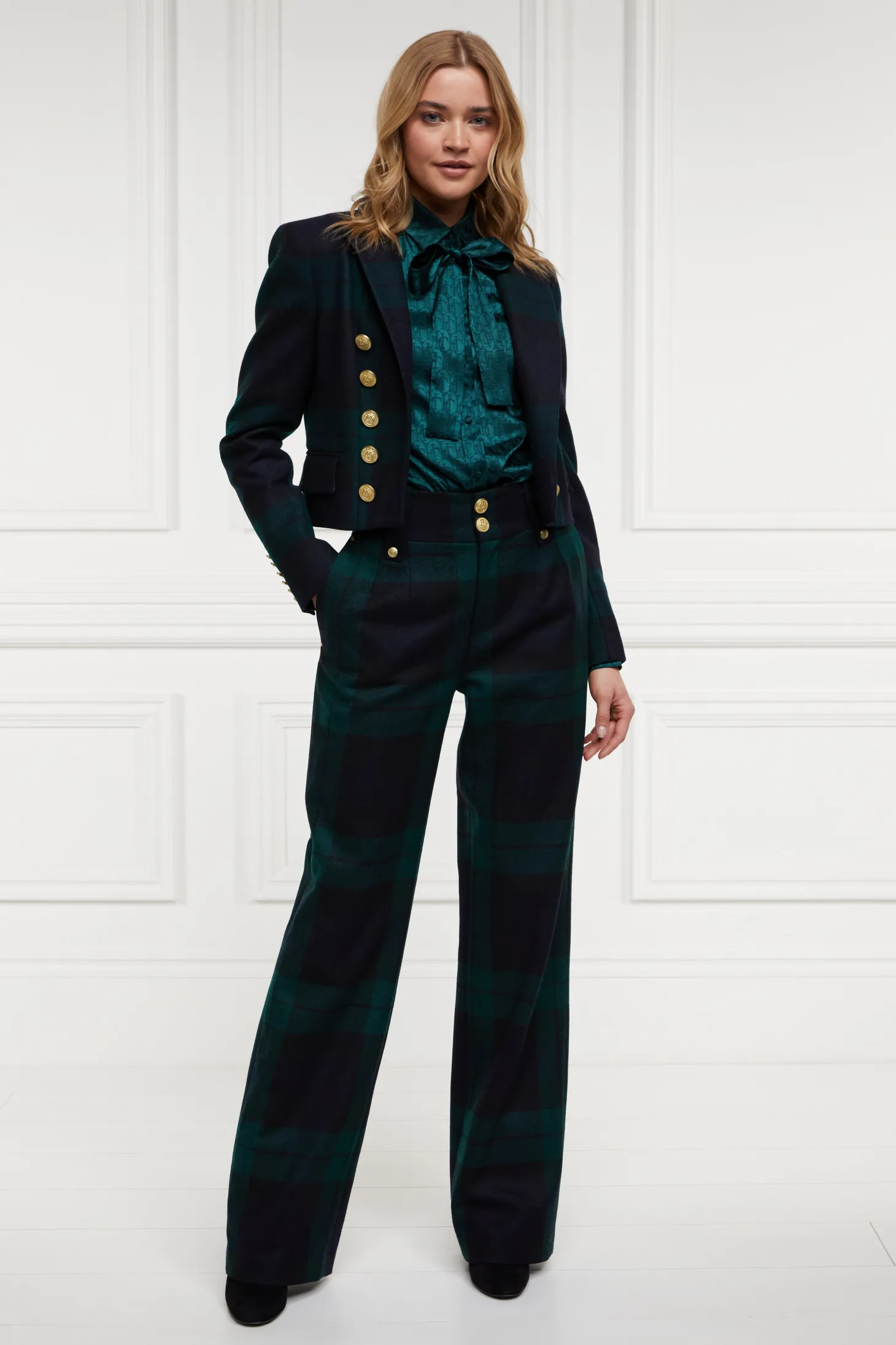 High Waisted Straight Trouser (Blackwatch)