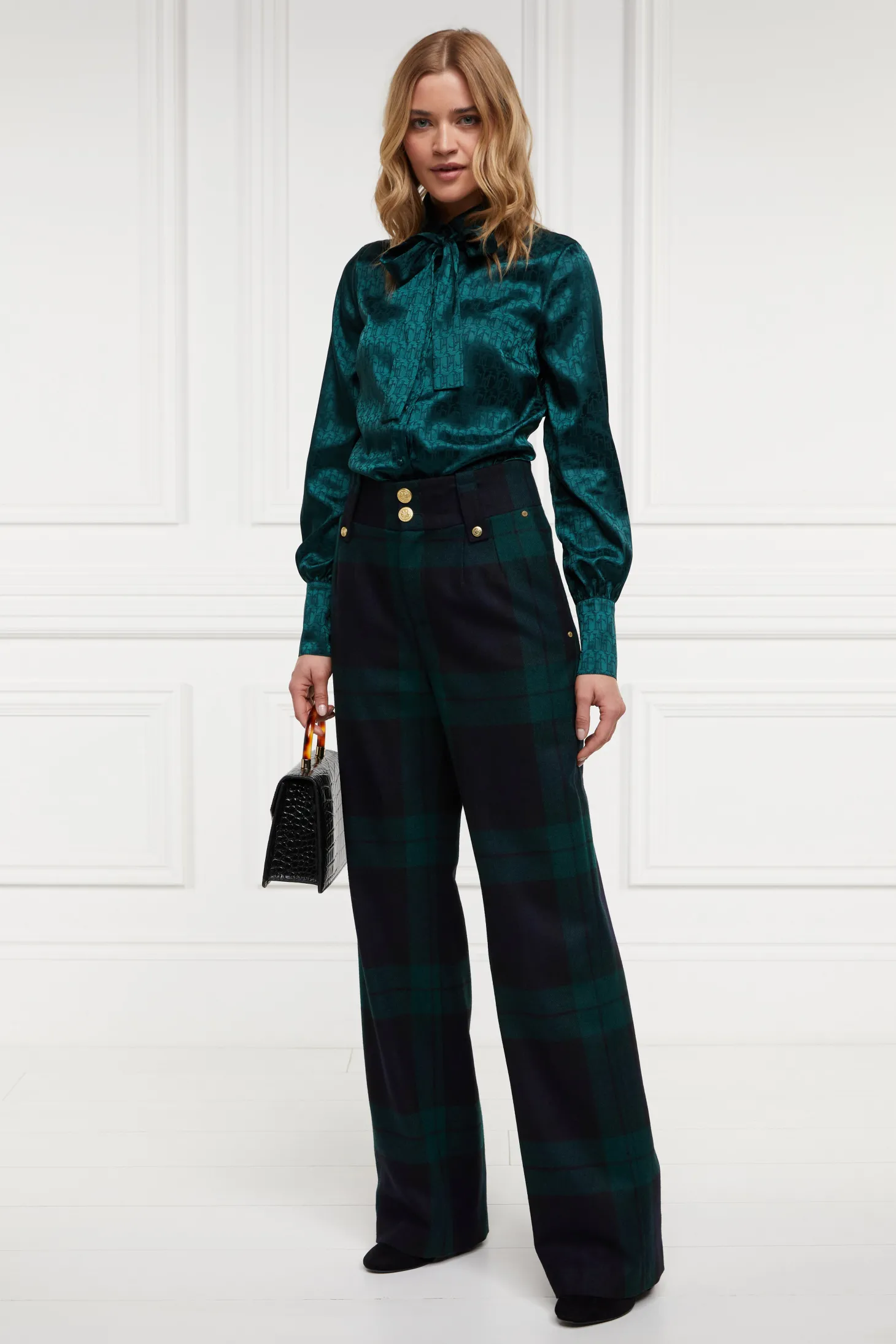 High Waisted Straight Trouser (Blackwatch)