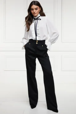 High Waisted Straight Trouser (Black Barathea)