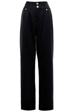 High Waisted Straight Trouser (Black Barathea)