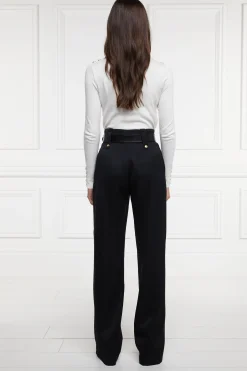 High Waisted Straight Trouser (Black Barathea)
