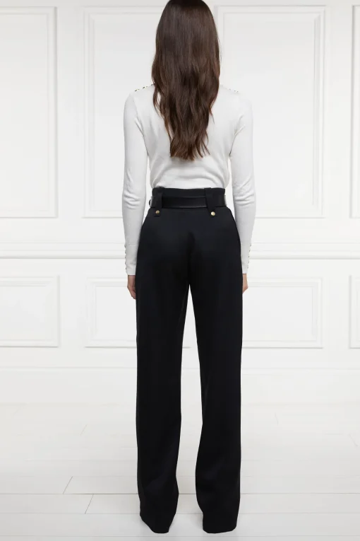 High Waisted Straight Trouser (Black Barathea)
