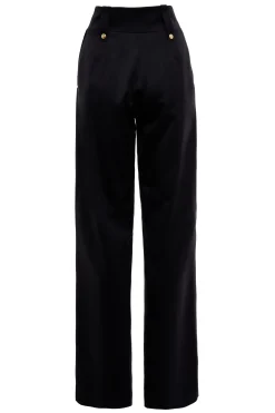 High Waisted Straight Trouser (Black Barathea)