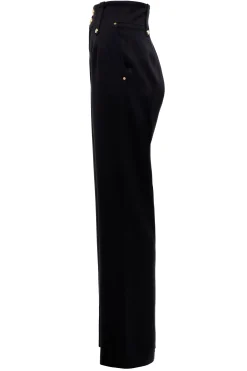 High Waisted Straight Trouser (Black Barathea)