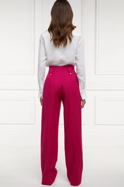 High Waisted Straight Trouser (Hot Pink Barathea)