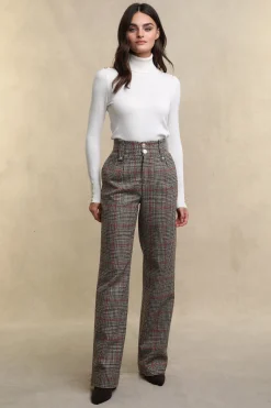 High Waisted Straight Trouser (Orange Windsor)