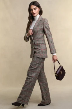 High Waisted Straight Trouser (Orange Windsor)
