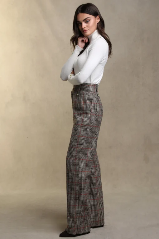 High Waisted Straight Trouser (Orange Windsor)