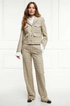 High Waisted Straight Trouser (Camel Sparkle Tweed)