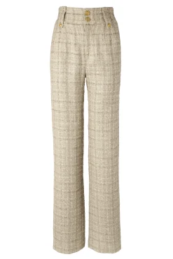 High Waisted Straight Trouser (Camel Sparkle Tweed)