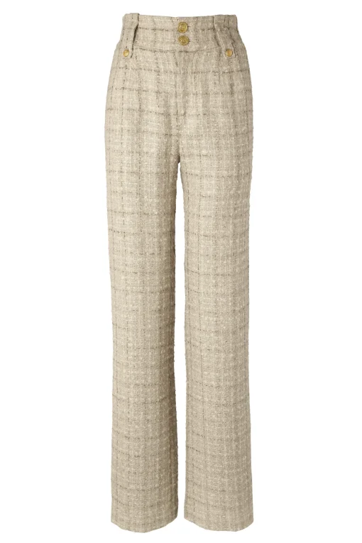 High Waisted Straight Trouser (Camel Sparkle Tweed)