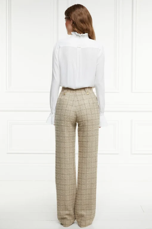 High Waisted Straight Trouser (Camel Sparkle Tweed)