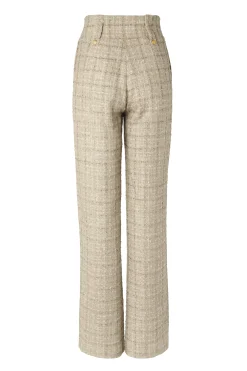 High Waisted Straight Trouser (Camel Sparkle Tweed)