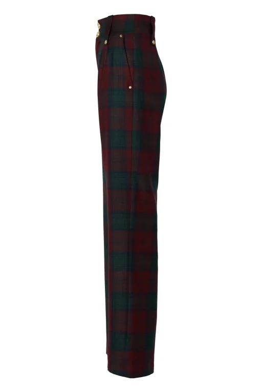 High Waisted Straight Trouser (Mulberry Tartan)