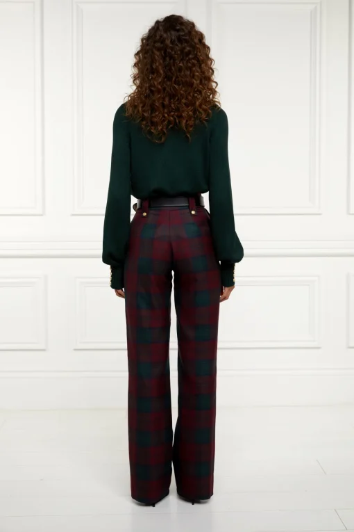 High Waisted Straight Trouser (Mulberry Tartan)