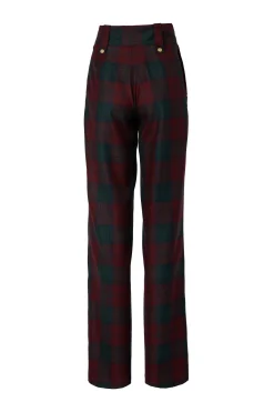 High Waisted Straight Trouser (Mulberry Tartan)