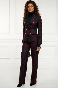 High Waisted Straight Trouser (Mulberry Tartan)