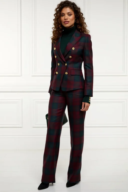 High Waisted Straight Trouser (Mulberry Tartan)