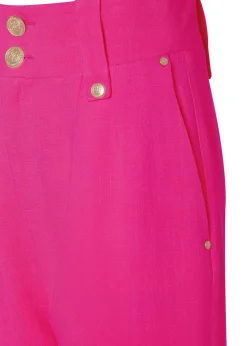 High Waisted Straight Trouser (Hot Pink Linen)