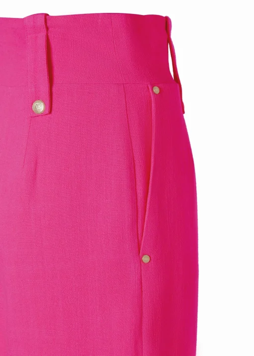 High Waisted Straight Trouser (Hot Pink Linen)