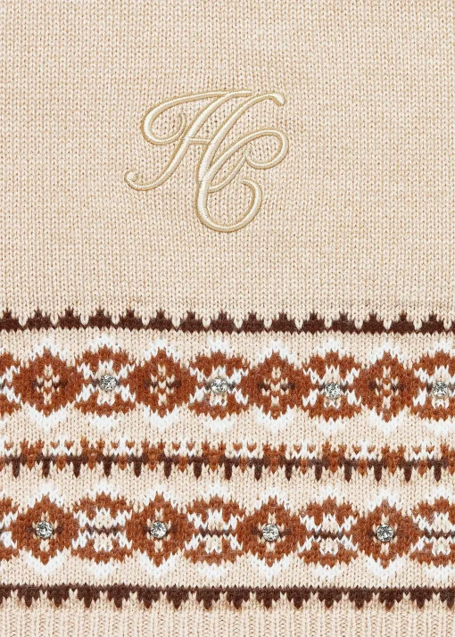 Jennifer Fairisle Scarf (Light Camel)