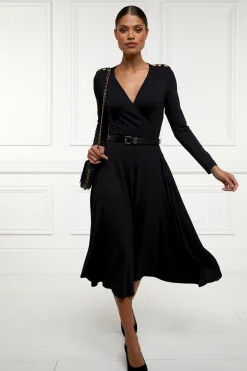 Juliette Midi Wrap Dress (Black)