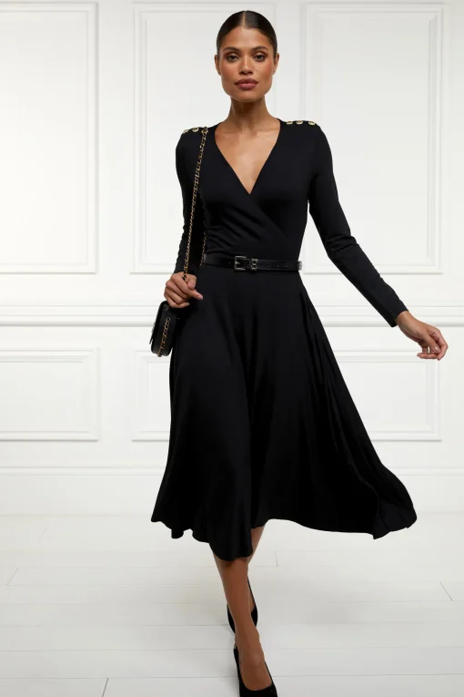 Juliette Midi Wrap Dress (Black)