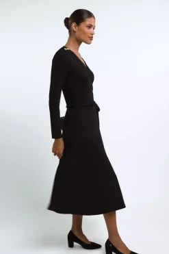 Juliette Midi Wrap Dress (Black)