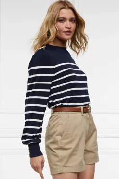 Kelsie Crew Neck Knit (Ink Navy Stripe)